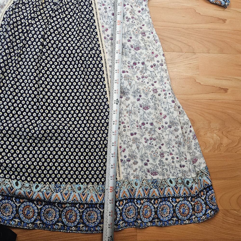 Sundance Boho Patchwork Midi Dress  Cottagecore Folk Prairie Size XS - Picture 5 of 7